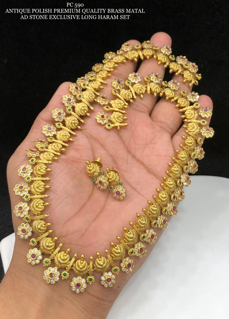 Kemp Long Necklace With AD stone Work
